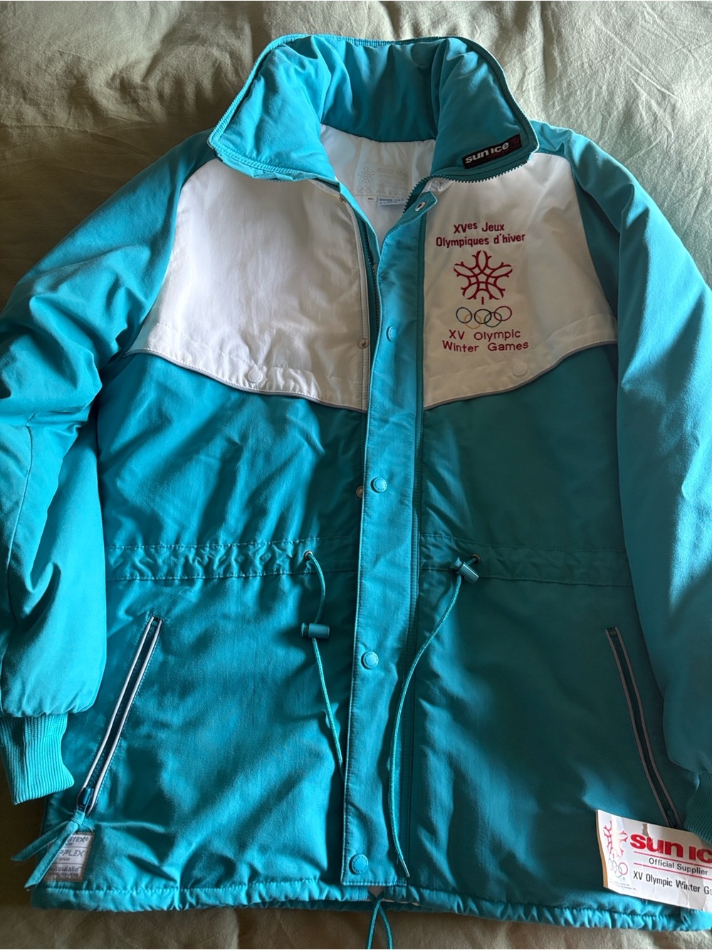 Vintage New Sun Ice Turquoise and White Ski Jacket -1988 Olympic Jacket Calgary